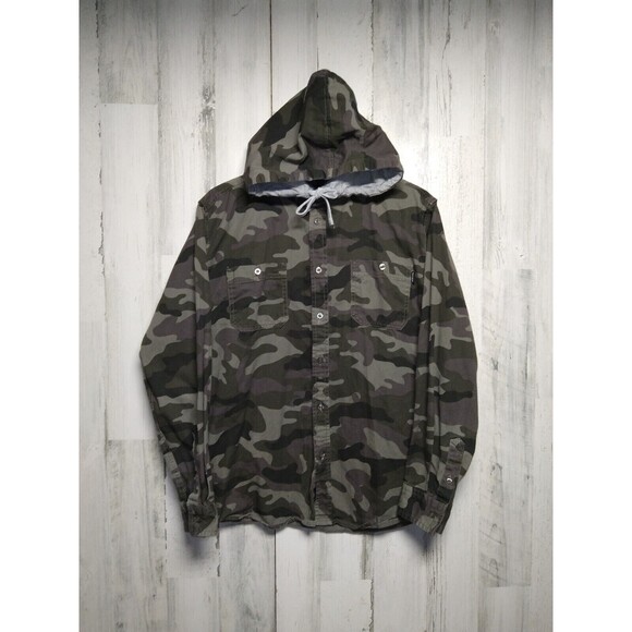 Molokai Surf Co Hooded Shirt Mens Size M Camoflague Long Sleeve - Picture 1 of 8